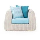 Salotto da Esterno in Polyrattan e Cuscini Azzurri - Charlie Viadurini