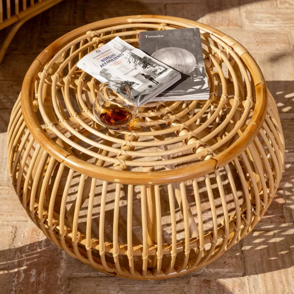 Salotto da Esterno in Rattan Naturale Completo di Cuscini – Bellaria Viadurini