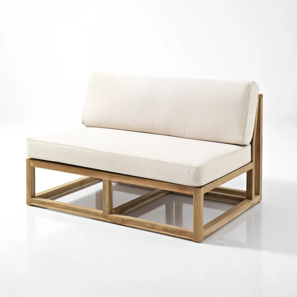 Salotto da Esterno in Teak Naturale e Cuscini - Circe Viadurini