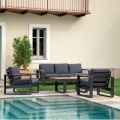 Salotto da Esterno Realizzato in Alluminio e Braccioli in Polywood - Citta