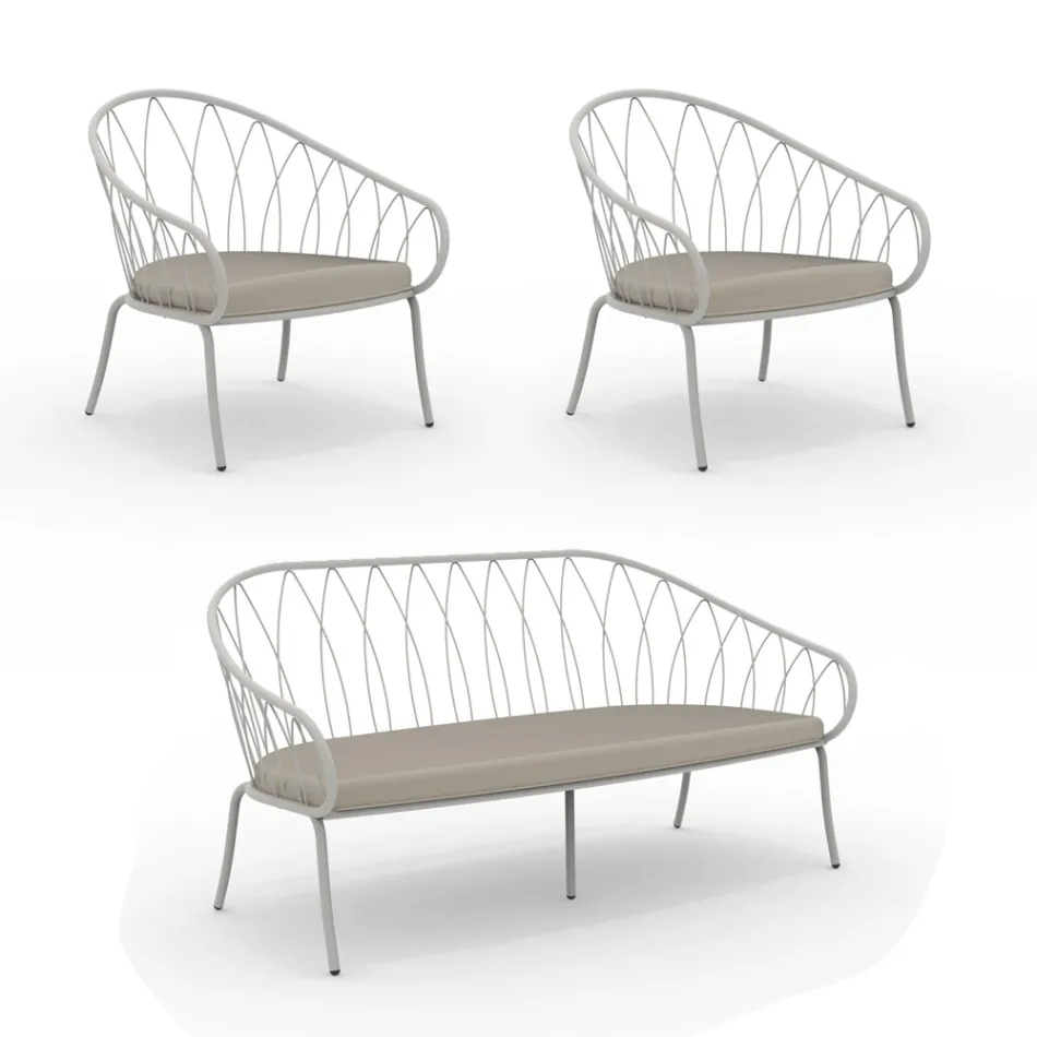 Salotto da Giardino con 2 Poltrone e 1 Divano 2 Posti Made in Italy - Fontana Viadurini