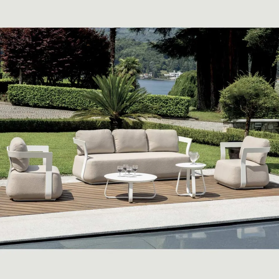 Salotto da Giardino in Alluminio e 2 Tavolini in Alluminio - Brisa Viadurini