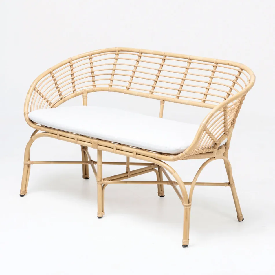 Salotto da Giardino in Alluminio e Intreccio in Polyrattan e Cuscini - Ellide Viadurini