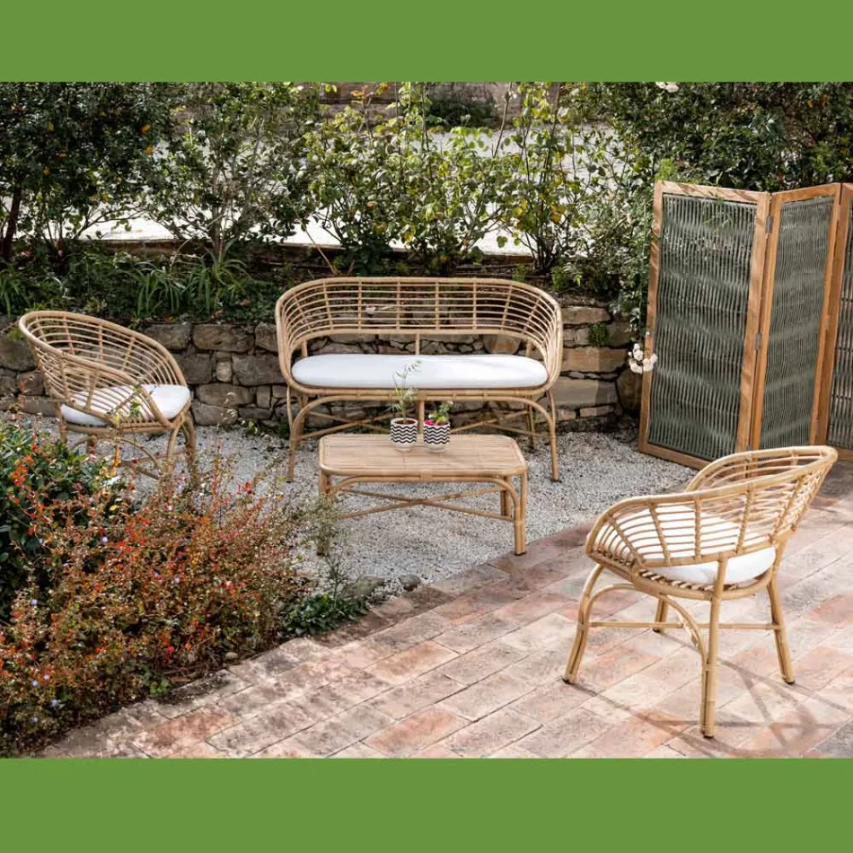 Salotto da Giardino in Alluminio e Intreccio in Polyrattan e Cuscini - Ellide Viadurini