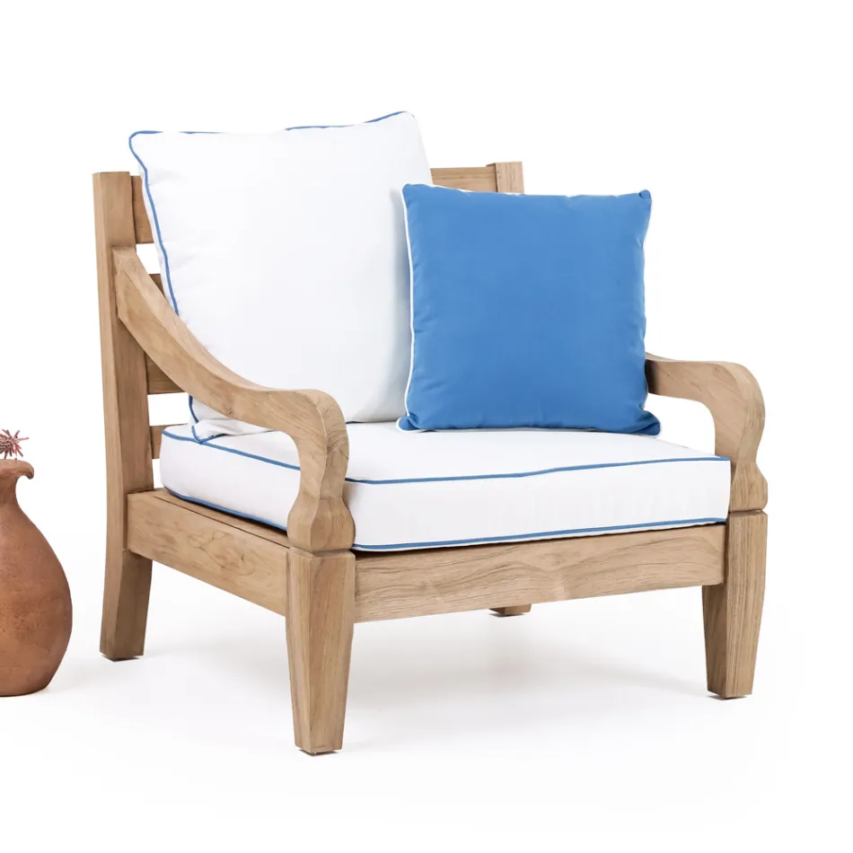 Salotto da Giardino in Legno Teak Naturale Spazzolato - Artes Viadurini