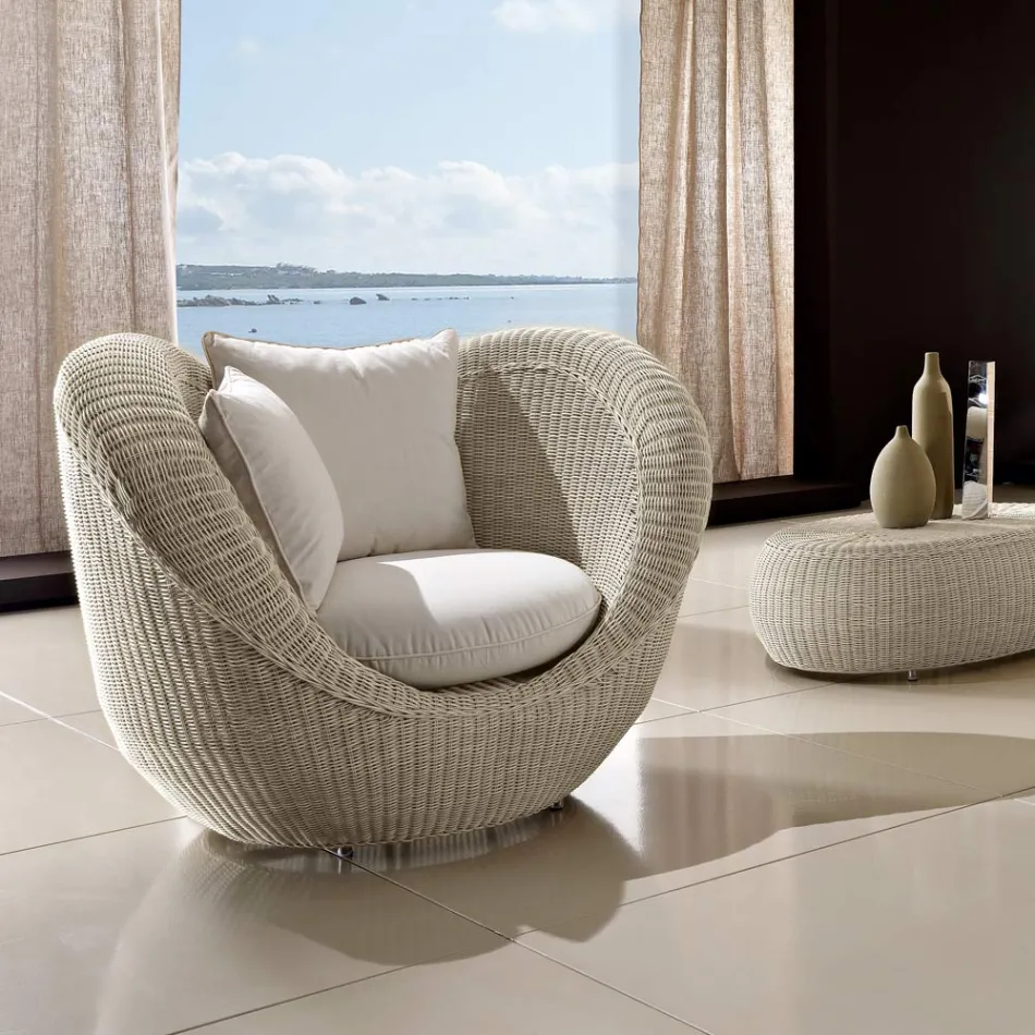 Salotto da Giardino in Polyrattan Intrecciato a Mano - Eder Viadurini