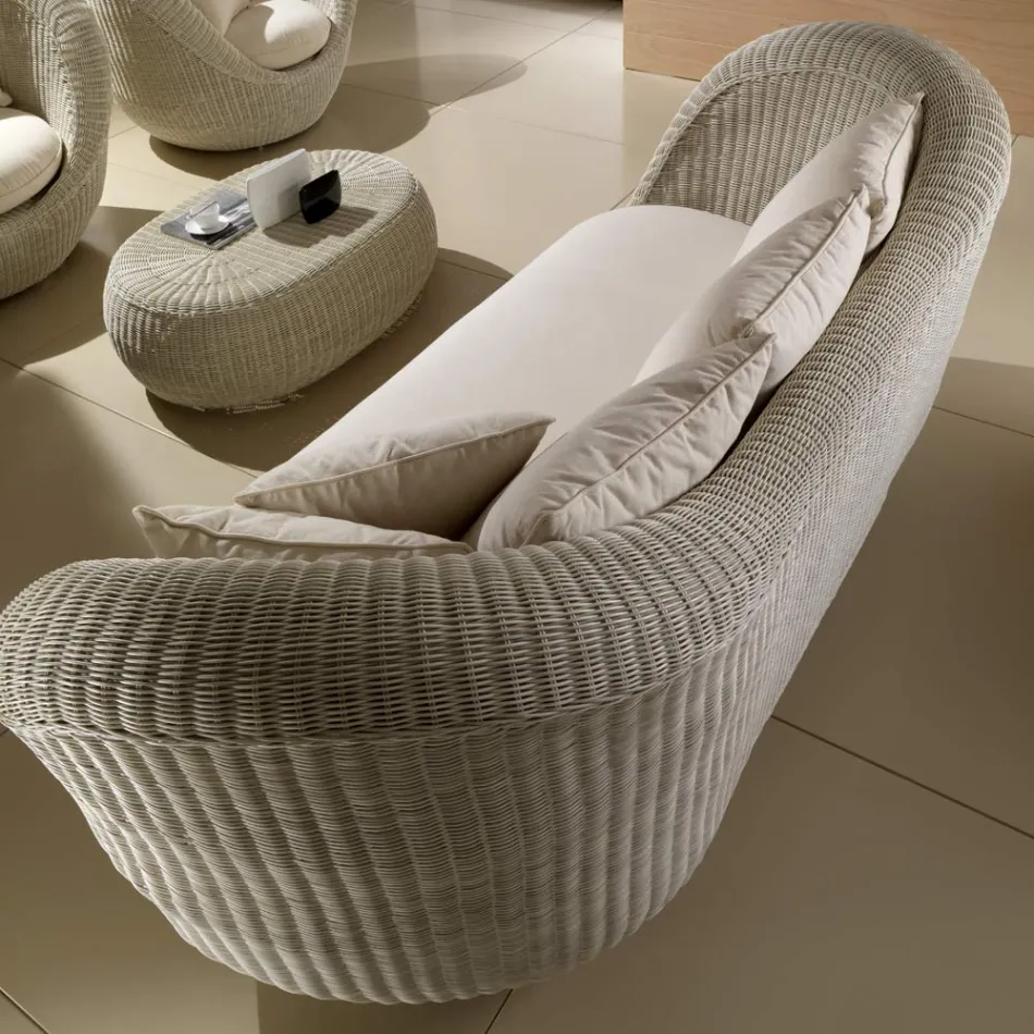 Salotto da Giardino in Polyrattan Intrecciato a Mano - Eder Viadurini