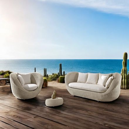 Salotto da Giardino in Polyrattan Intrecciato a Mano - Eder Viadurini
