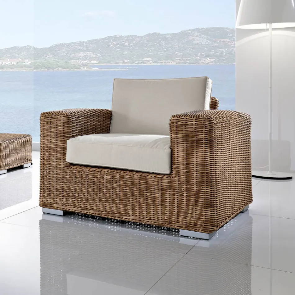 Salotto da Giardino in Polyrattan Intrecciato a Mano - Yoko Viadurini