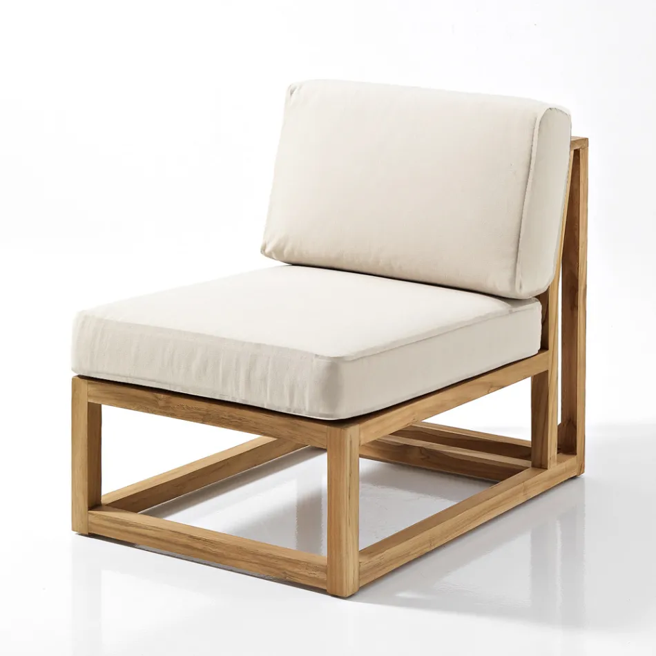 Salotto da Giardino Realizzato in Teak con Cuscini - Circe Viadurini