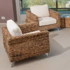 Salotto Outdoor in Intreccio di Banano con Cuscini – Legolas Viadurini