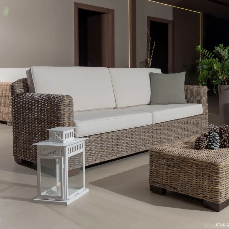 Salotto Outdoor in Kubù Grigio con Cuscini Inclusi – Cerys Viadurini