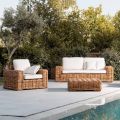 Salotto Outdoor in Rattan Naturale, Cuscini Inclusi, – Keira