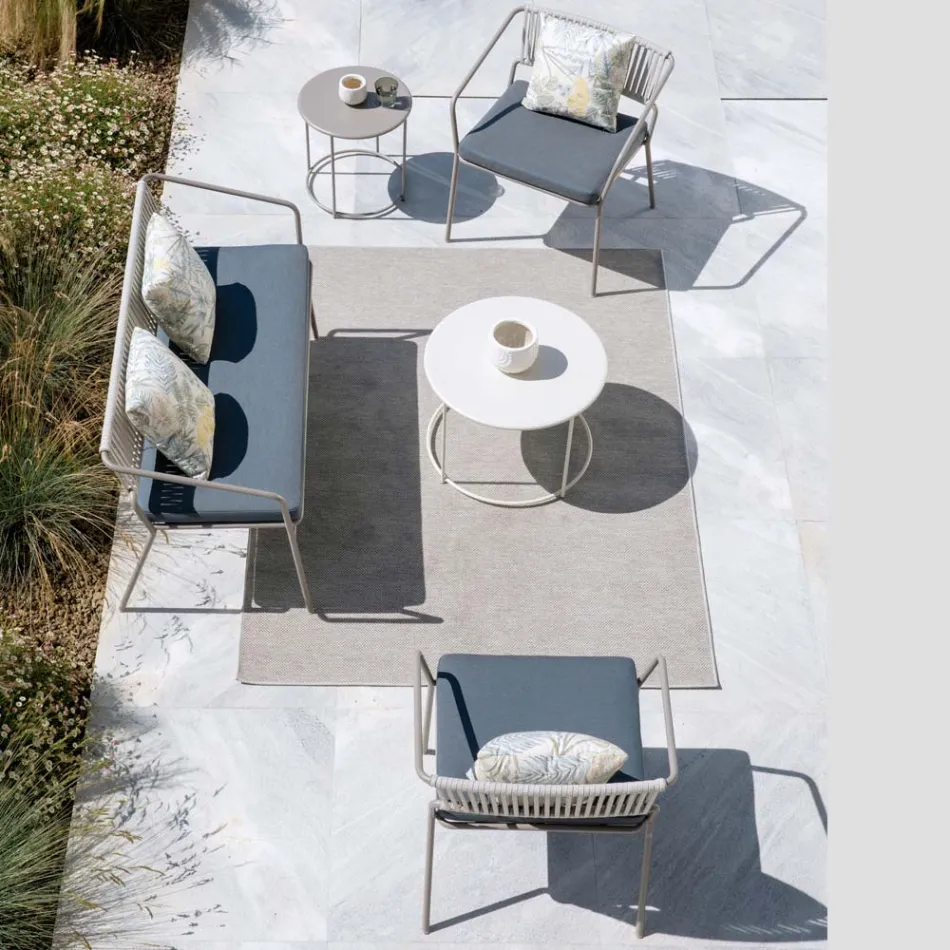 Salotto per il Giardino con Poltrone e Divano in Metallo Made in Italy - Prato Viadurini
