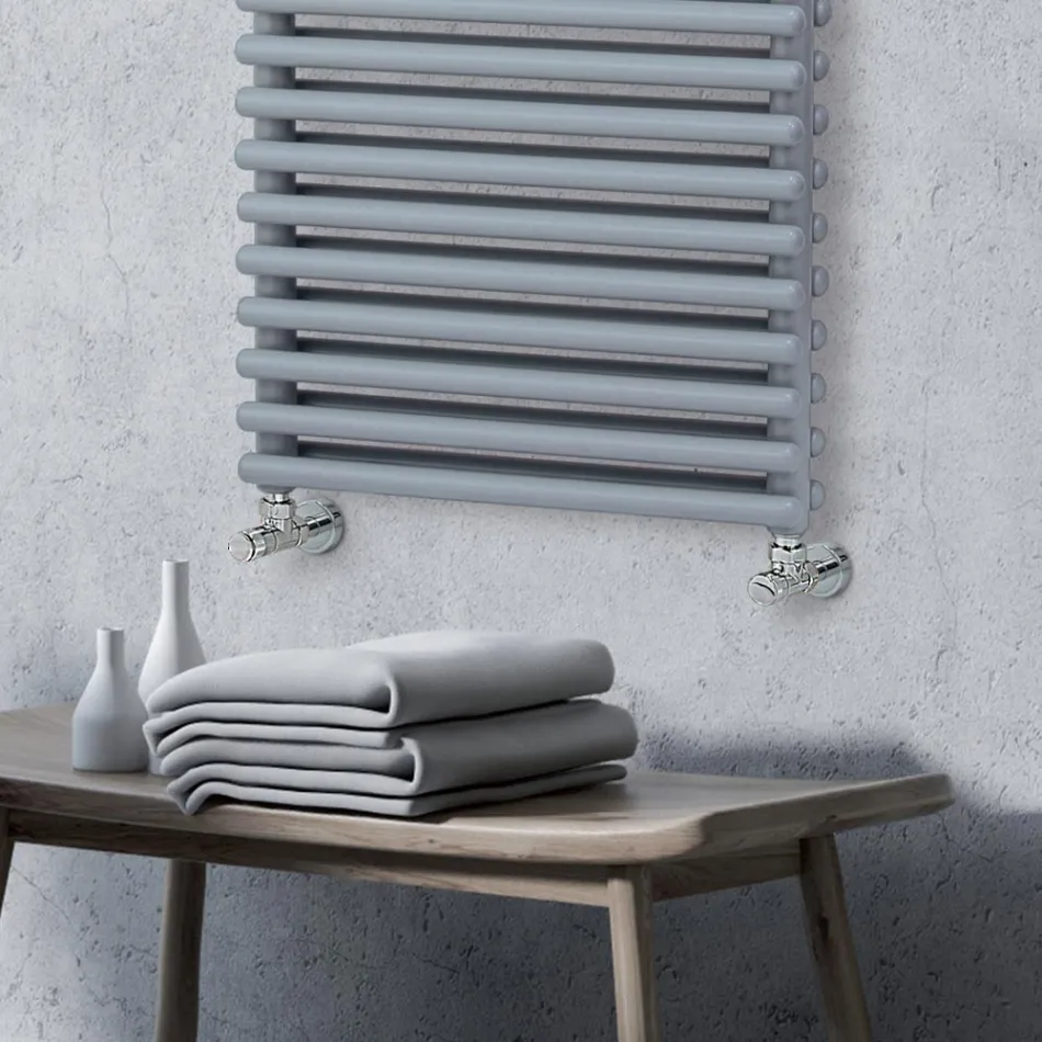 Scaldasalviette Misto con 4 Serie di Elementi Orizzontali Made in Italy - Meringa Viadurini