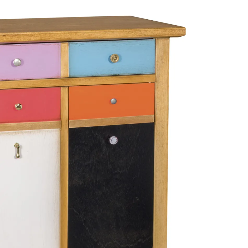 Scarpiera con Cassetti Tutti Colorati e Maniglie Diverse Made in Italy - Mitra Viadurini