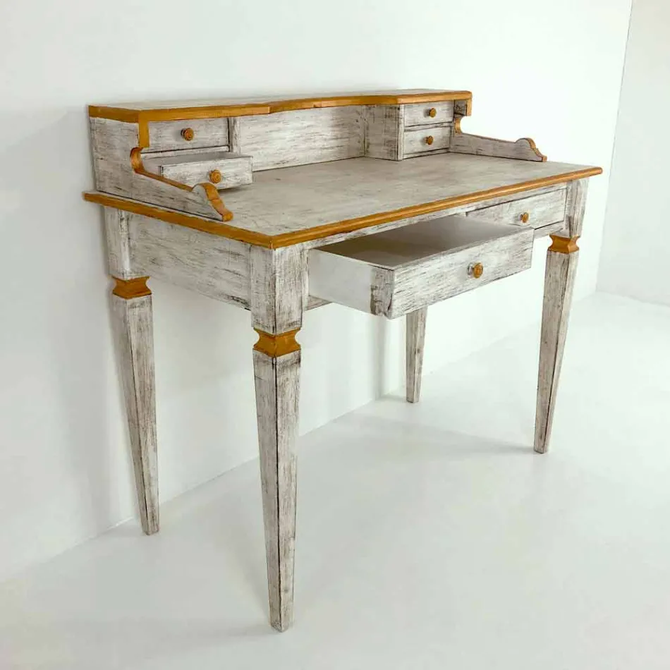 Scrittoio Fatto a Mano in Legno Massello con 4 Cassetti Made in Italy - Amela Viadurini