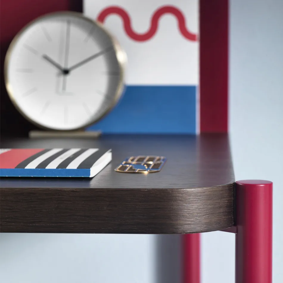 Scrittoio Moderno in Metallo Colorato e Legno Rovere di Design Italiano - Nadin Viadurini
