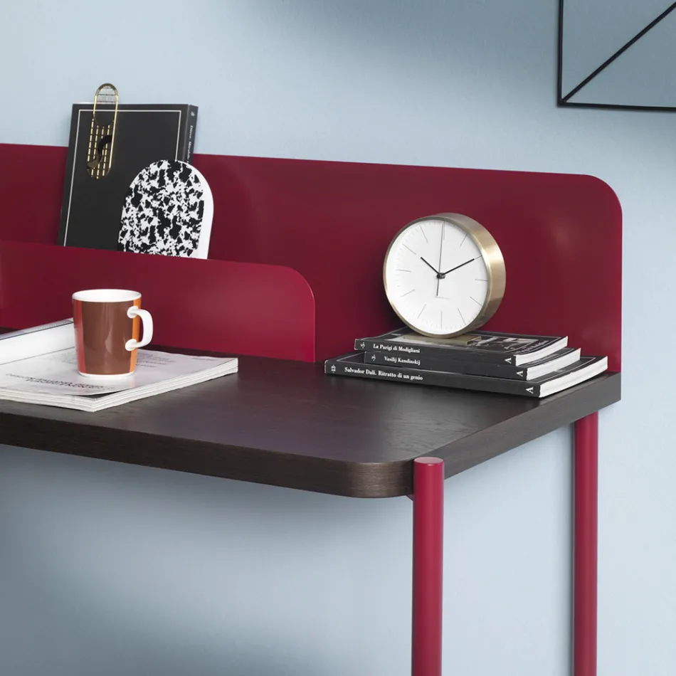 Scrittoio Moderno in Metallo Colorato e Legno Rovere di Design Italiano - Nadin Viadurini