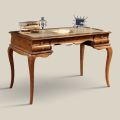 Scrivania con 5 Cassetti Legno di Noce e Ecopelle Made in Italy - Hastings