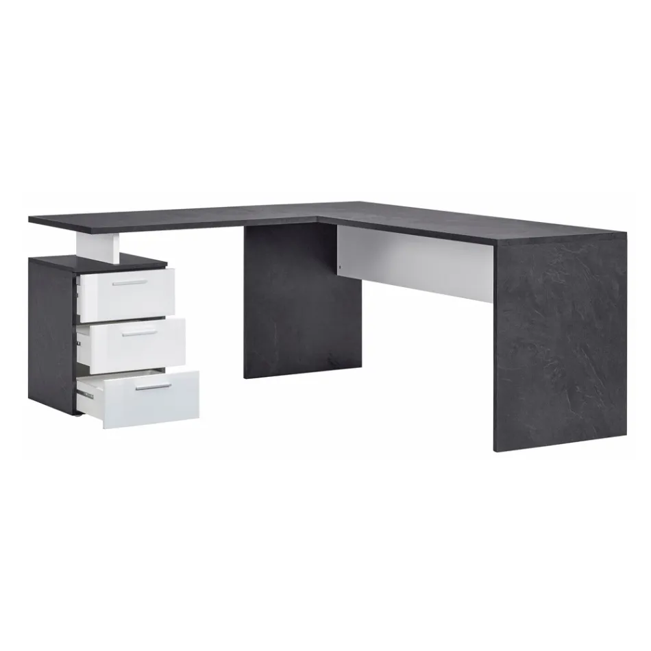 Scrivania da Ufficio Angolare in Legno Nobilitato 2 Finiture - Analuisa Viadurini