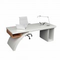 Scrivania da ufficio in legno e Solid Surface Bridge, made in Italy