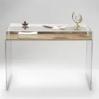 Scrivania in Plexiglass Trasparente con Ripiano in Legno di Design - Carducci Viadurini