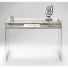 Scrivania in Plexiglass Trasparente con Ripiano in Legno di Design - Carducci Viadurini