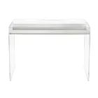 Scrivania in Plexiglass Trasparente con Ripiano in Legno di Design - Carducci Viadurini