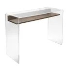 Scrivania in Plexiglass Trasparente con Ripiano in Legno di Design - Carducci Viadurini