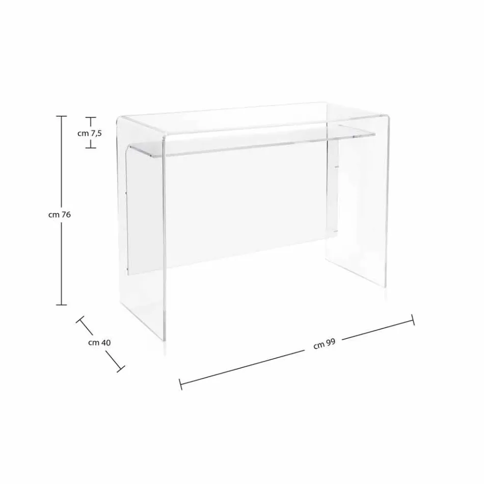 Scrivania moderna in plexiglass trasparente prodotta in Italia, Barga Viadurini