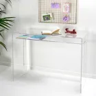 Scrivania moderna in plexiglass trasparente prodotta in Italia, Barga Viadurini