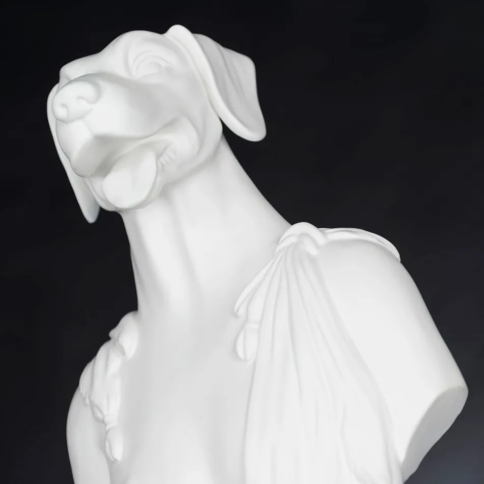 Scultura in ceramica artigianale Bianca 100% Made in Italy Fabas 1 Viadurini