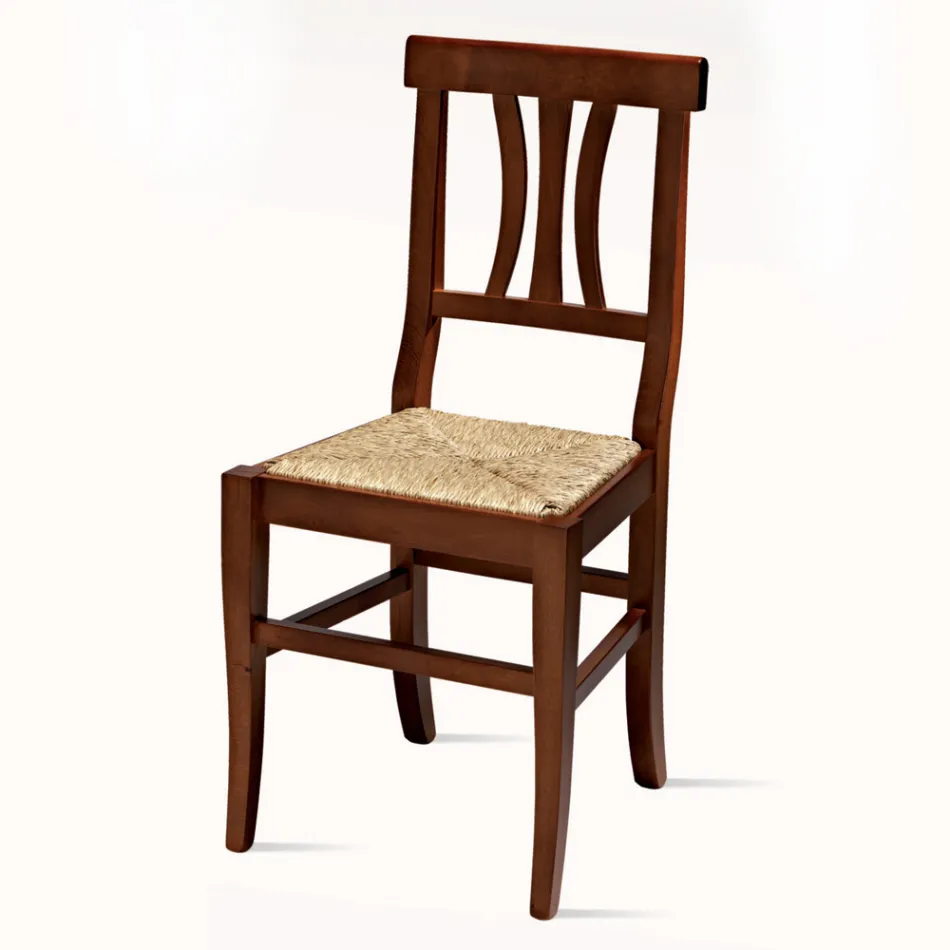 Sedia Classica in Legno di Faggio e Paglia Design Made in Italy - Claudie Viadurini