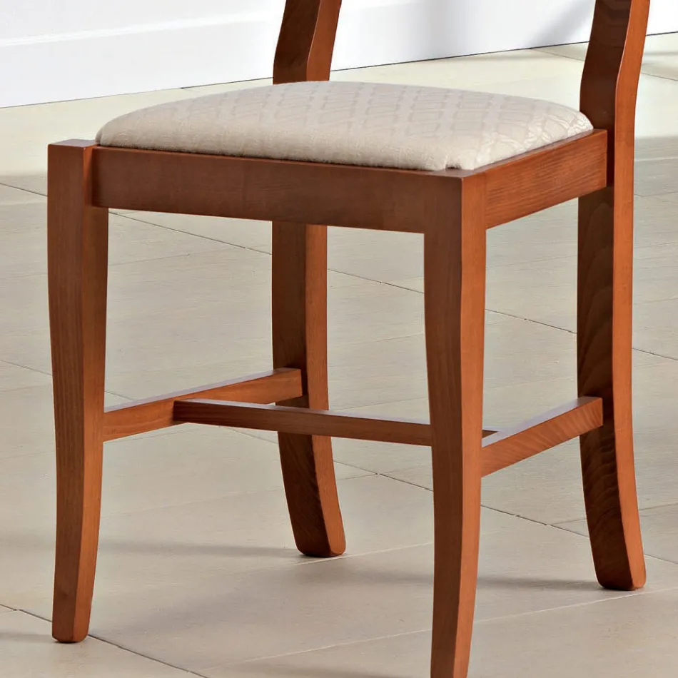 Sedia Classica in Legno e Seduta in Tessuto Design Made in Italy - Baptiste Viadurini