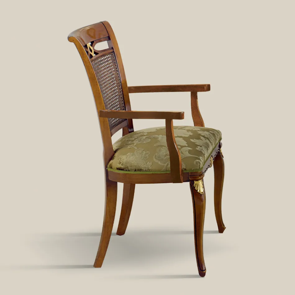 Sedia Classica in Legno Noce con Seduta Imbottita Made in Italy - Baroque Viadurini