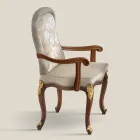Sedia Classica in Legno Noce e Tessuto Imbottito Made in Italy - Baroque Viadurini