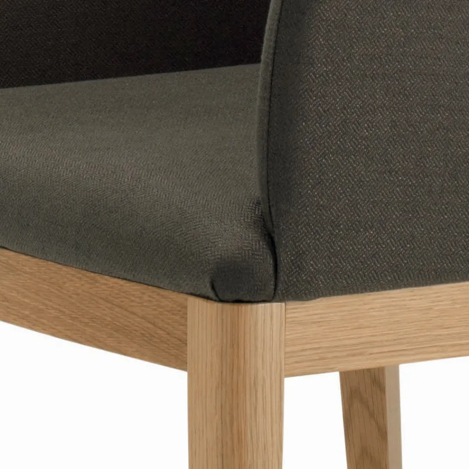Sedia con Braccioli con Gambe in Legno e Seduta Imbottita Made in Italy - Bari Viadurini