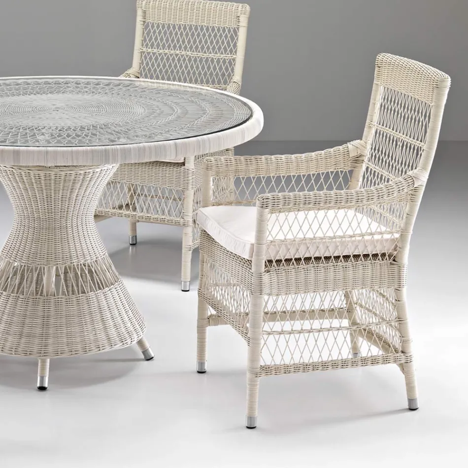 Sedia con Braccioli da Esterno in Polyrattan - Gigi Viadurini