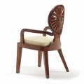 Sedia con braccioli imbottita in legno liscio Nicole, design di lusso