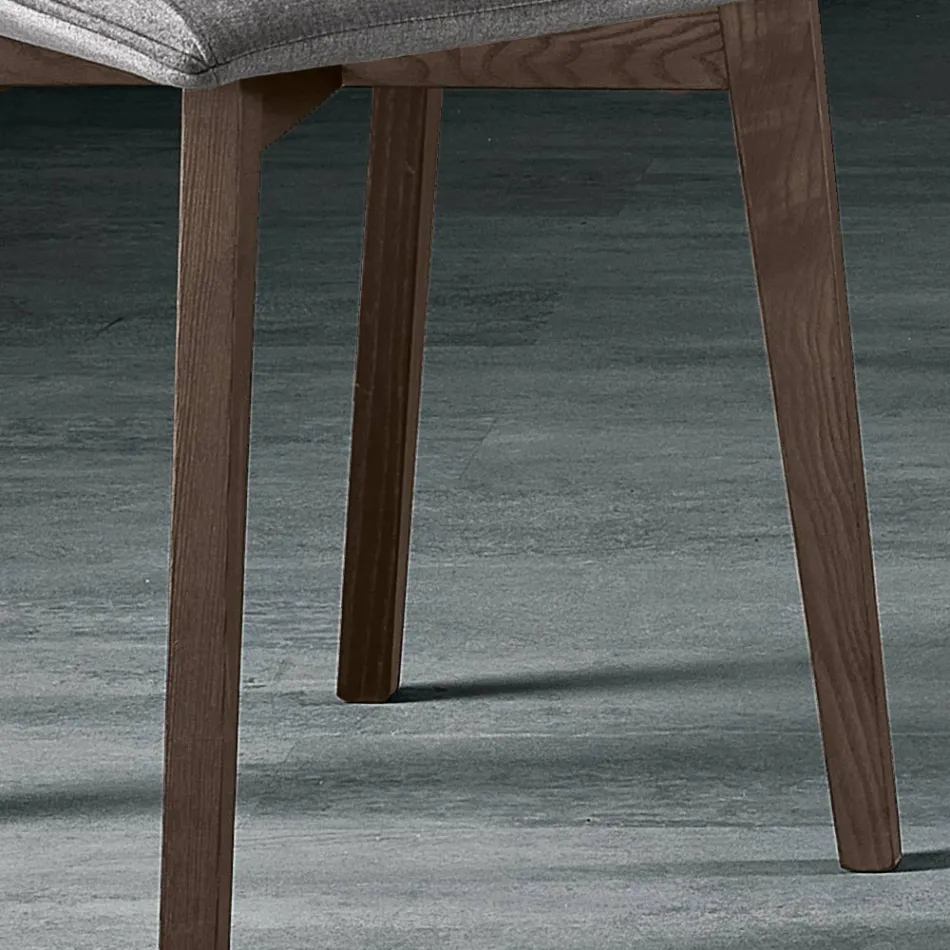 Sedia con Gambe in Legno e Seduta Monoscocca in Tessuto Made in Italy - Hinata Viadurini