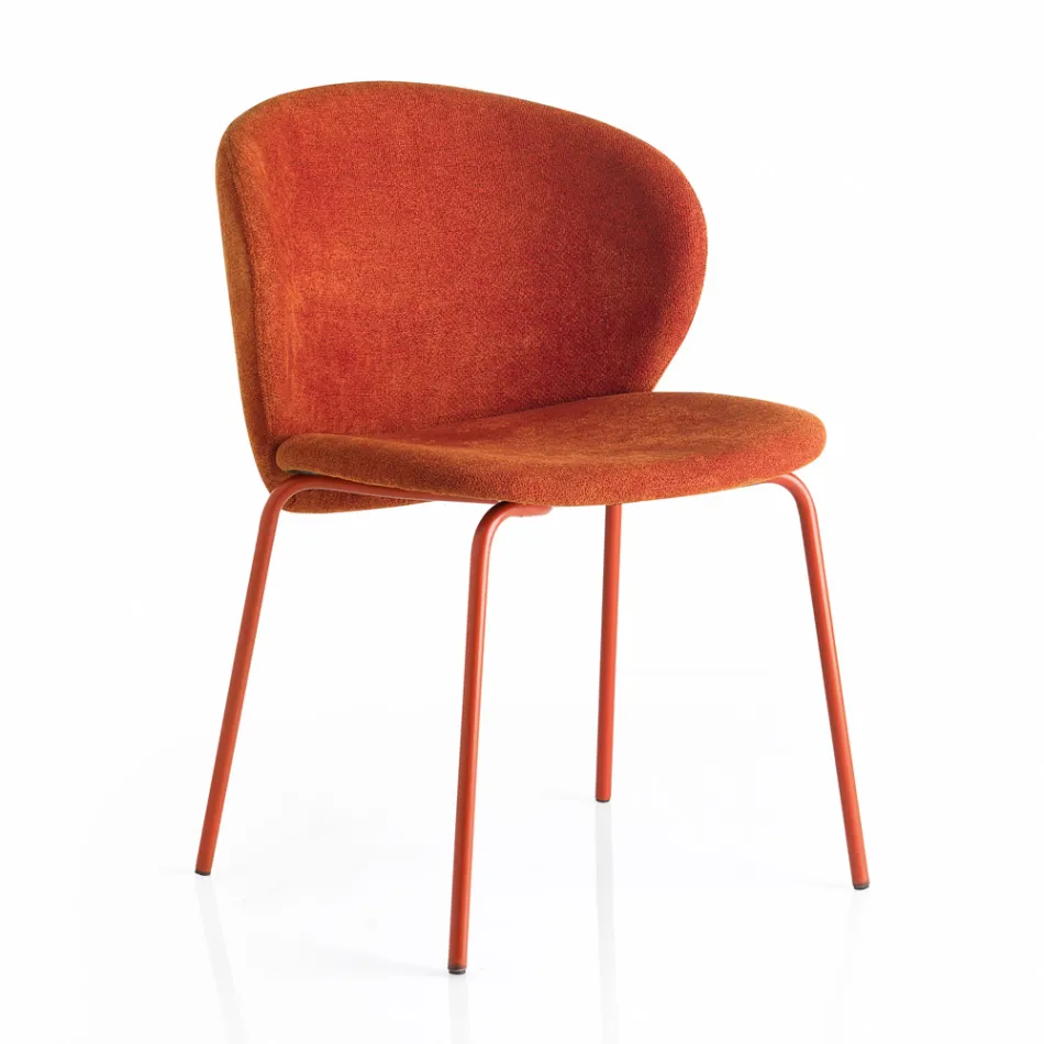 Sedia con Seduta Monoscocca in Tessuto e Gambe in Metallo Made in Italy - Ichigo Viadurini