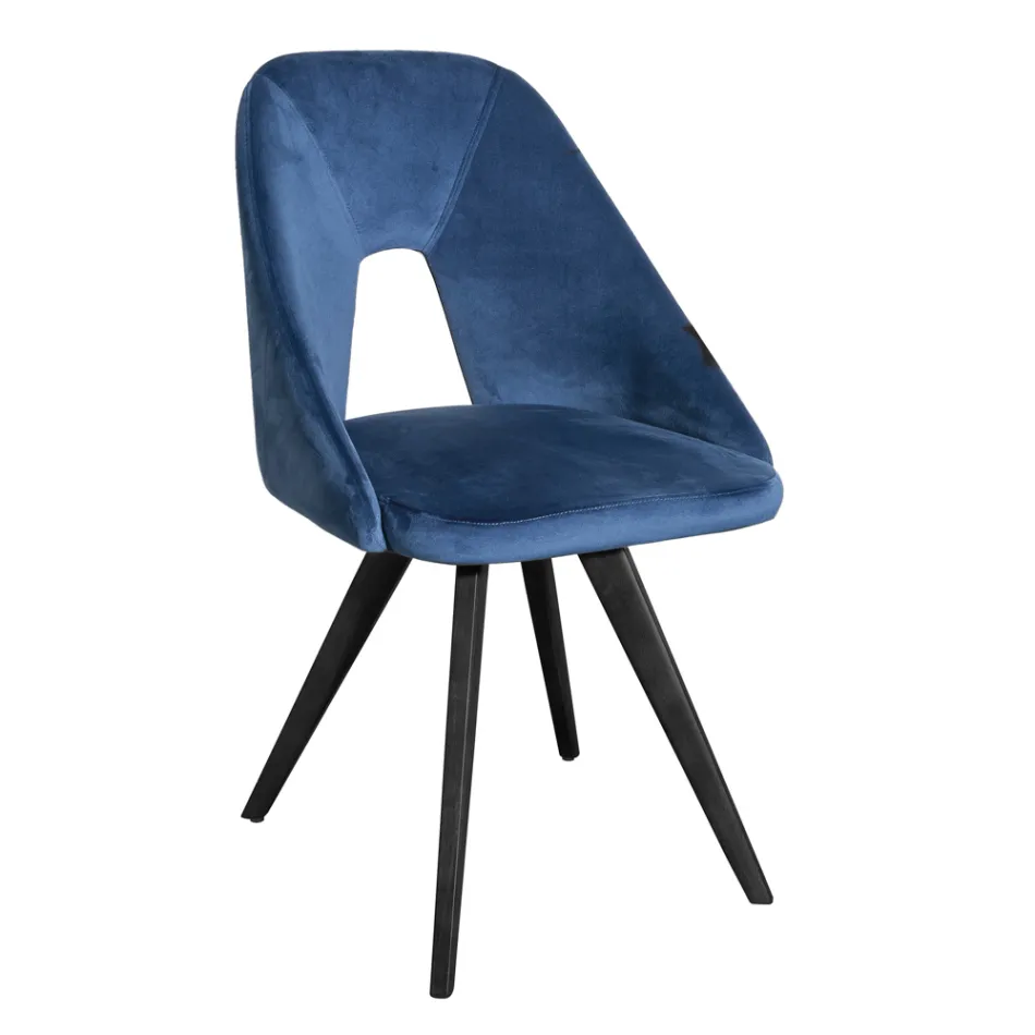 Sedia con Struttura in Metallo e Seduta in Velluto Made in Italy - Mathias  Viadurini