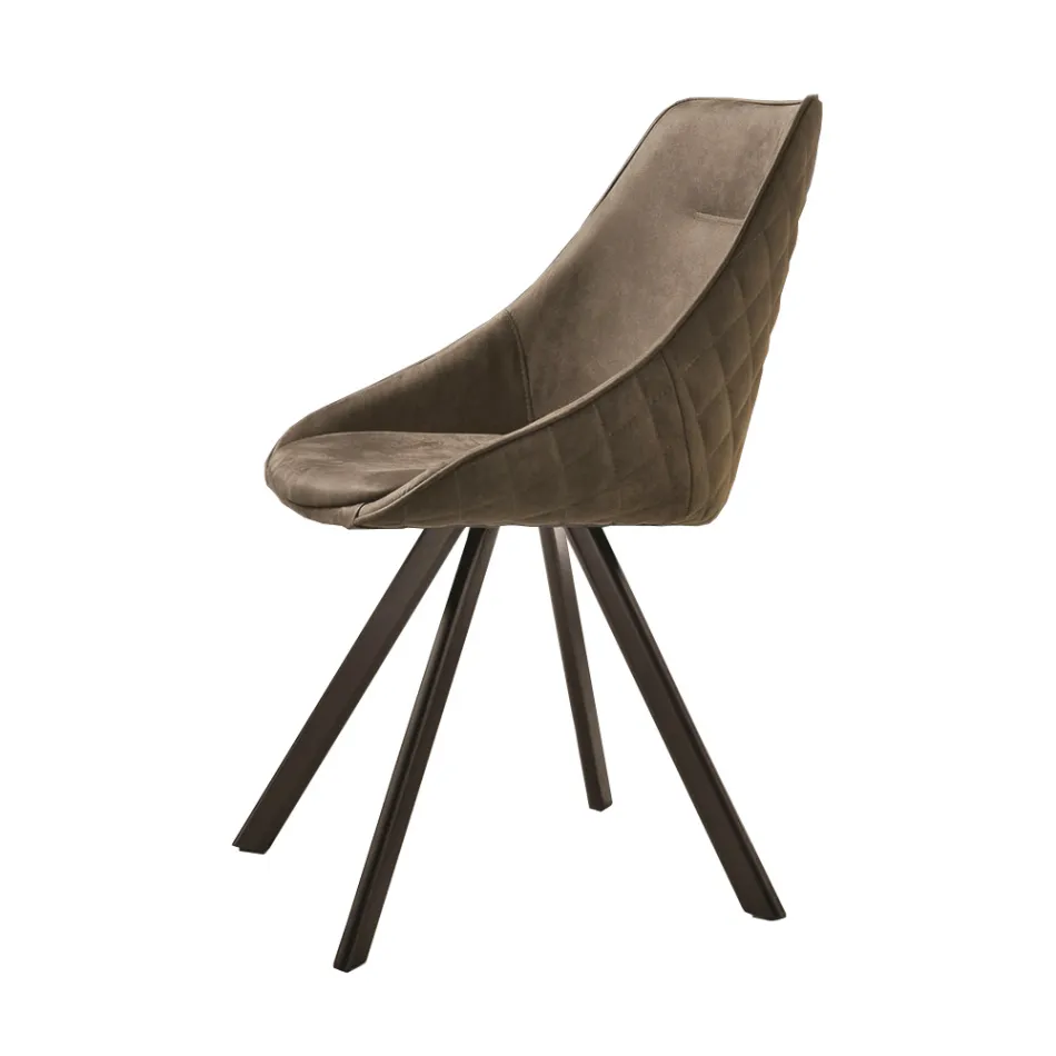 Sedia con Struttura in Metallo Verniciato e Seduta in Soft Vintage Made in Italy - Thani Viadurini