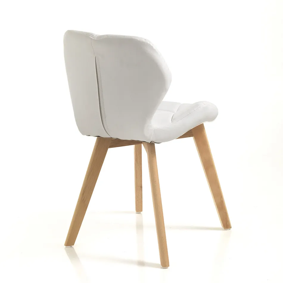 Sedia Cucina in Pelle Sintetica e Legno Massello 2 Pezzi - Fiorenzuola Viadurini