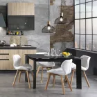 Sedia Cucina in Pelle Sintetica e Legno Massello 2 Pezzi - Fiorenzuola Viadurini