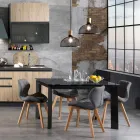 Sedia Cucina in Pelle Sintetica e Legno Massello 2 Pezzi - Fiorenzuola Viadurini