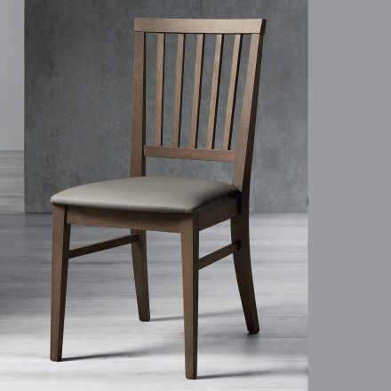 Sedia Cucina Legno Massello di Faggio e Ecopelle Design Italiano - Rosita Viadurini