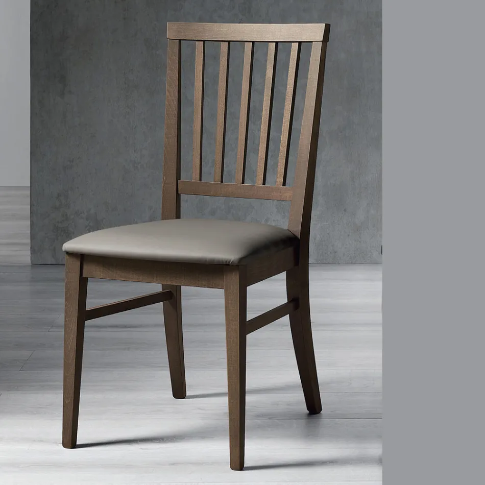 Sedia Cucina Legno Massello di Faggio e Ecopelle Design Italiano - Rosita Viadurini