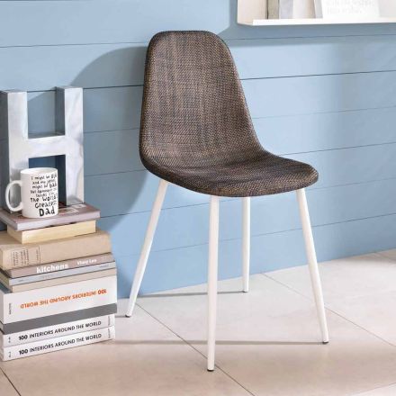 Sedia da cucina design moderno in similrattan Cassidy, 4 pezzi Viadurini